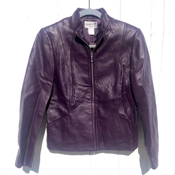 Pendleton Purple Leather Sleek Jacket - Picture 1 of 5